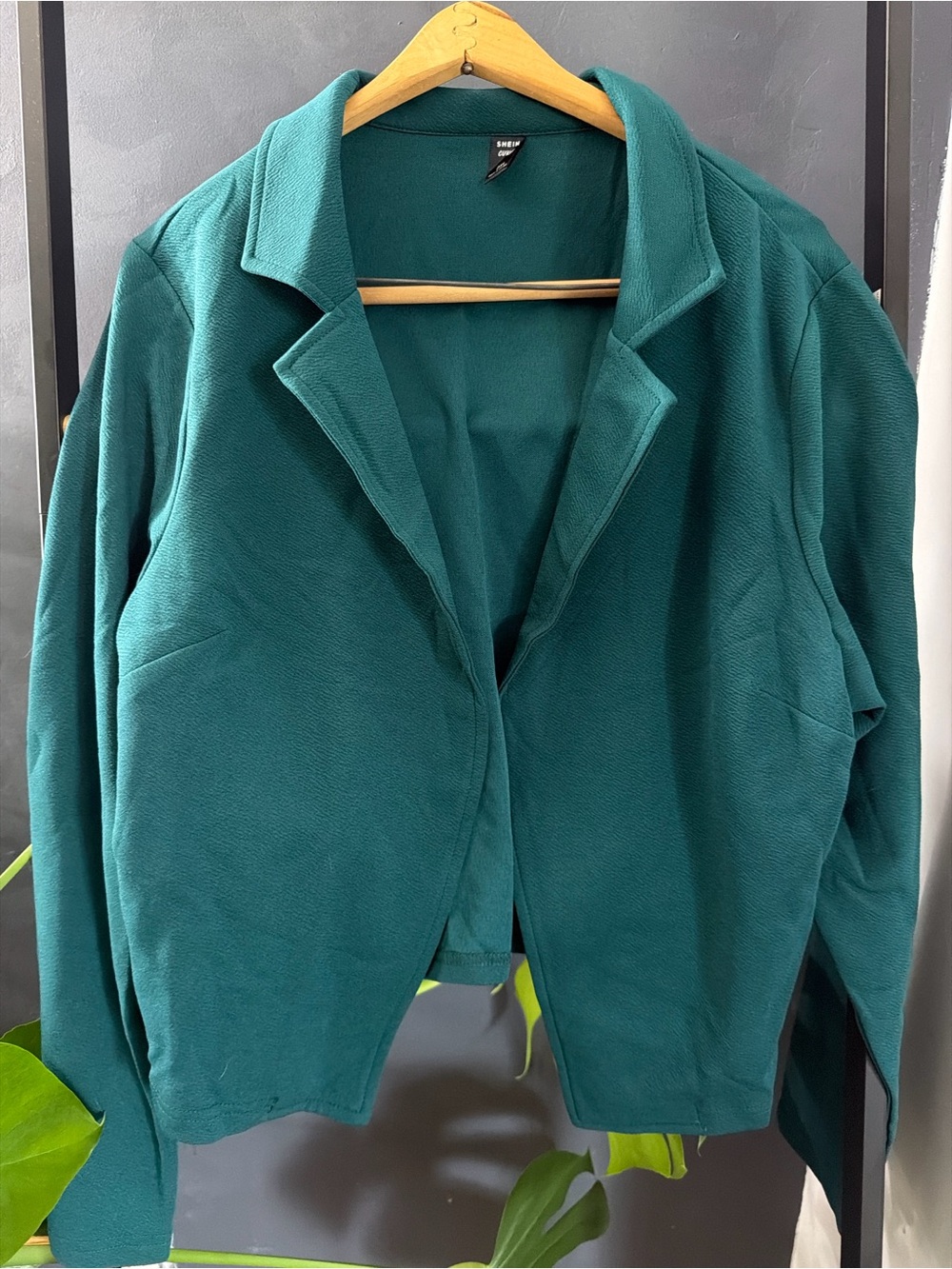 SHEIN Curve Blazer 2XL Green Open Front Lightweight Plus Size